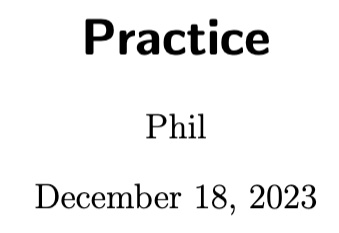 An example of the title, author, and date fields in the default scrartcl class.